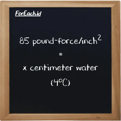 Example pound-force/inch<sup>2</sup> to centimeter water (4<sup>o</sup>C) conversion (85 lbf/in<sup>2</sup> to cmH2O)